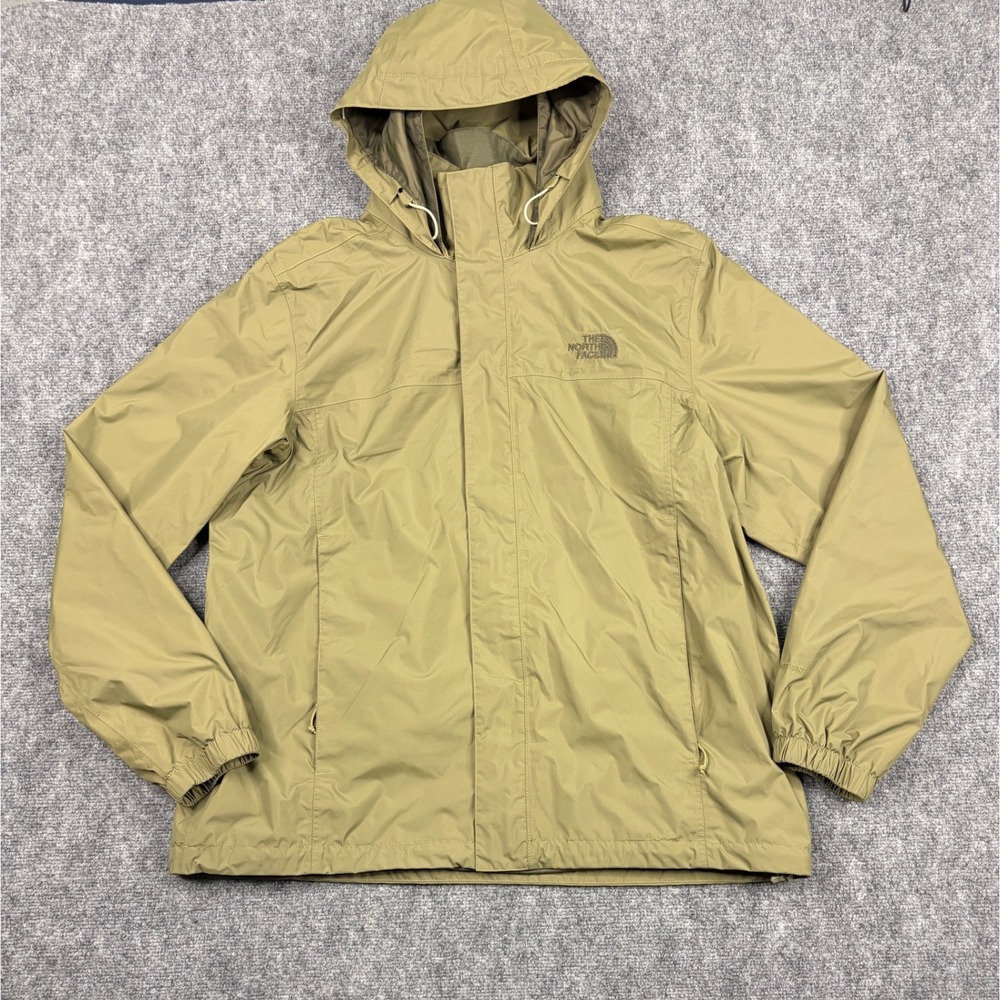 The North Face DryVent Hooded Rain Jacket Mens XL Tan Khaki Ripstop Shell